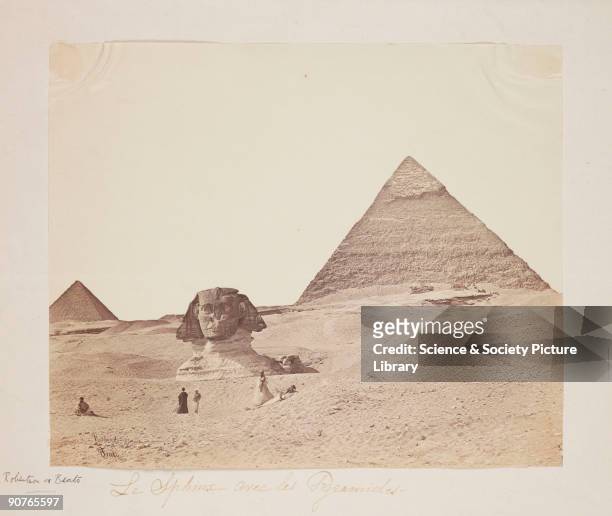 Photograph of the Sphinx and the Pyramids at Giza, Egypt, taken by Robertson, Beato and Co. Felice Beato, a Venetian by birth, initially worked as a...
