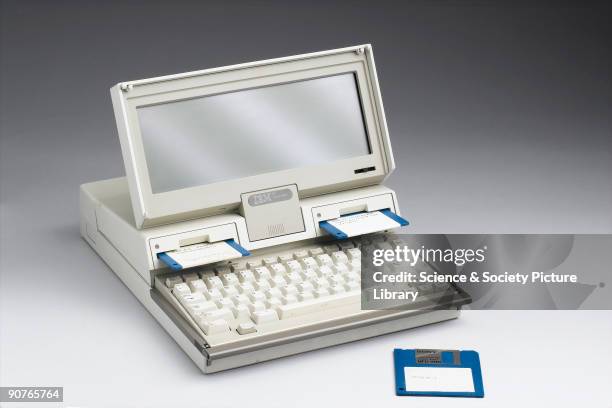 Laptop computer, model 5140, sometimes known as a PC convertible, made by IBM, New York, USA. The IBM Personal Computer System was introduced to the...