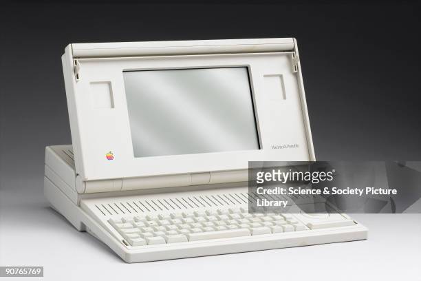 Apple Mac portable computer model M5126, made by Apple Computers Inc, USA. The Apple Macintosh was designed by Steve Jobs to be as 'user-friendly' as...