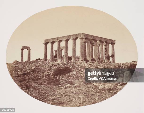 Albumen print of 'Egina, the temple of Jupiter on the island of Aquia - in the Agean Sea over against Athens' .Dimensions 15.8 x 20.5cm. "