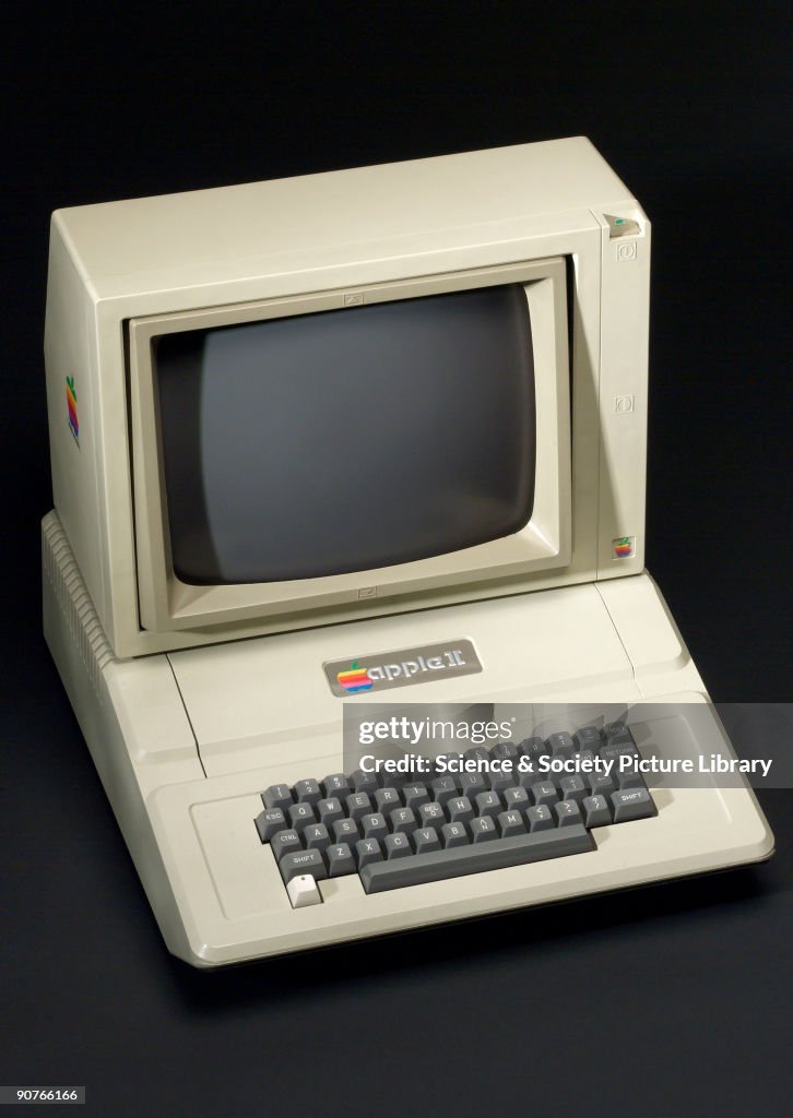 Apple II desktop computer and monitor, 1977.