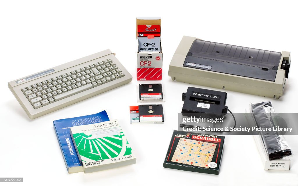 Processor 1980 Amstrad PCW 8256 word processor and printer with user guides, floppy ...