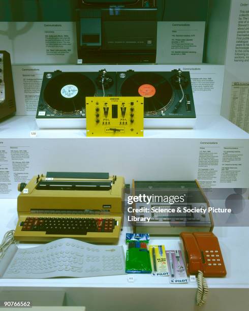 Technology in Everyday Life 1968-2000', display case in the 'Making the Modern World' gallery, Science Museum, London. Photograph taken April 2000....