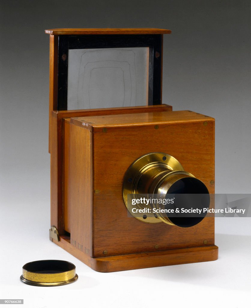 Dry collodion plate camera, c 1860.
