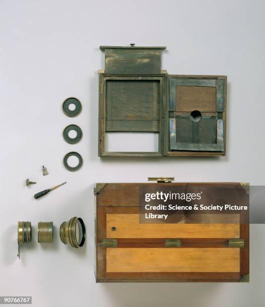 This whole plate daguerreotype camera has a convertible lens system, and is inscribed 'Photographe a Verres conbines invente Charles Chevalier...