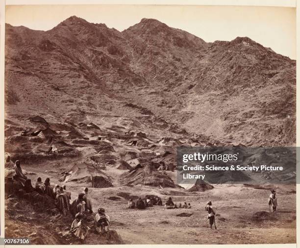 Photograph by John Burke [1845-1900] of the small village of Kutchi, near Dakka, Afghanistan, taken about 1878 and published in the album 'The Afghan...