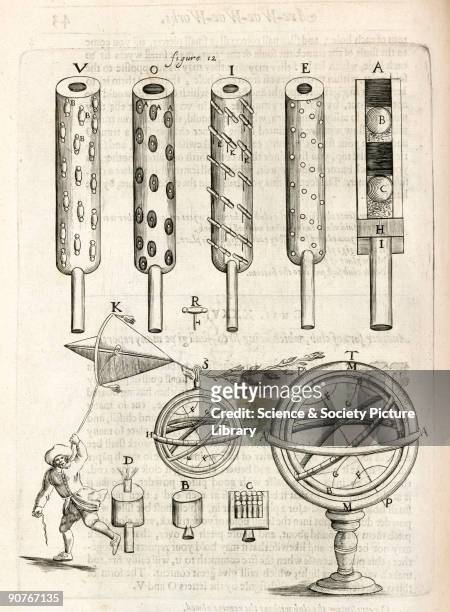 Engraving of a number of different fireworks: 'clubs' with other smaller fireworks within, intended to be carried on a staff; a 'Jack in the box'; a...