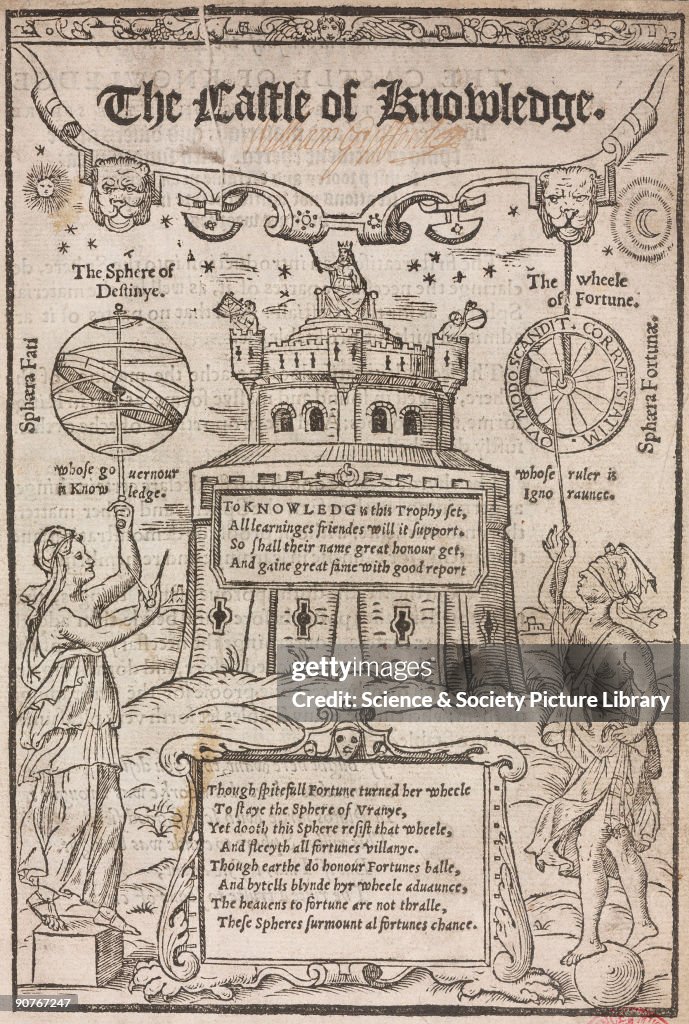Engraved title page for �The castle of Knowledge�, 1556.