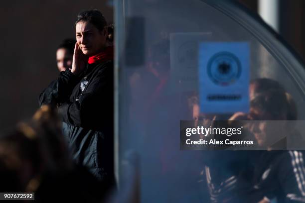 Head Coach Anouschka Bernhard of Germany looks on during the U17 girl's international friendly match between Germany and France on January 20, 2018...