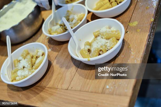 Festival of the 'Carbonara' pasta dish typical of Italian cuisine, Eataly Rome on january 20, 2018