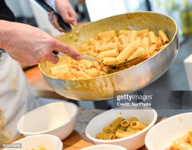 Festival of the 'Carbonara' pasta dish typical of Italian cuisine, Eataly Rome on january 20, 2018