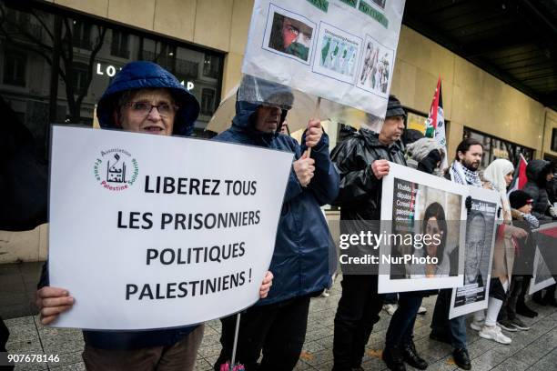 Demonstration for the release of all Palestinian prisoners in Lyon, France, January 20, 2018.