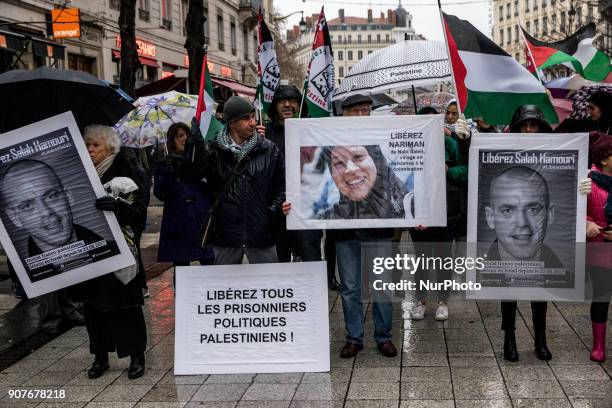 Demonstration for the release of all Palestinian prisoners in Lyon, France, January 20, 2018.