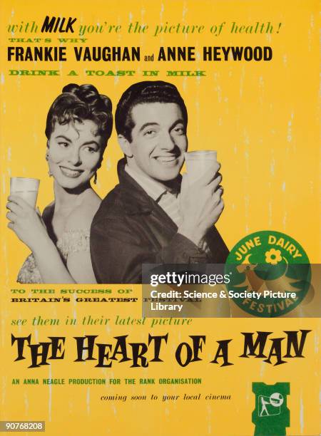 The text reads: �That�s why Frankie Vaughan and Anna Heywood drink a toast in milk to the success of Britain�s greatest festival - June Dairy...