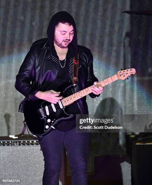 Guitarist Eli Maiman of the band Walk the Moon performs onstage during the iHeartRadio ALTer EGO concert at The Forum on January 19, 2018 in...