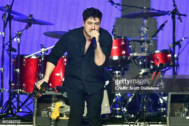 Singer Marcus Mumford of the band Mumford & Sons performs onstage during the iHeartRadio ALTer EGO concert at The Forum on January 19, 2018 in...
