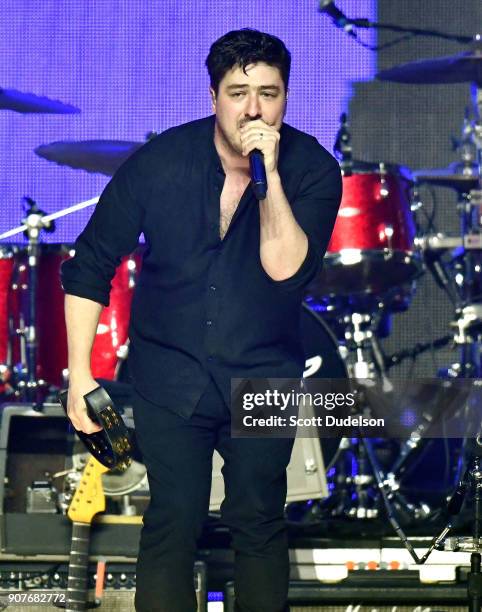 Singer Marcus Mumford of the band Mumford & Sons performs onstage during the iHeartRadio ALTer EGO concert at The Forum on January 19, 2018 in...