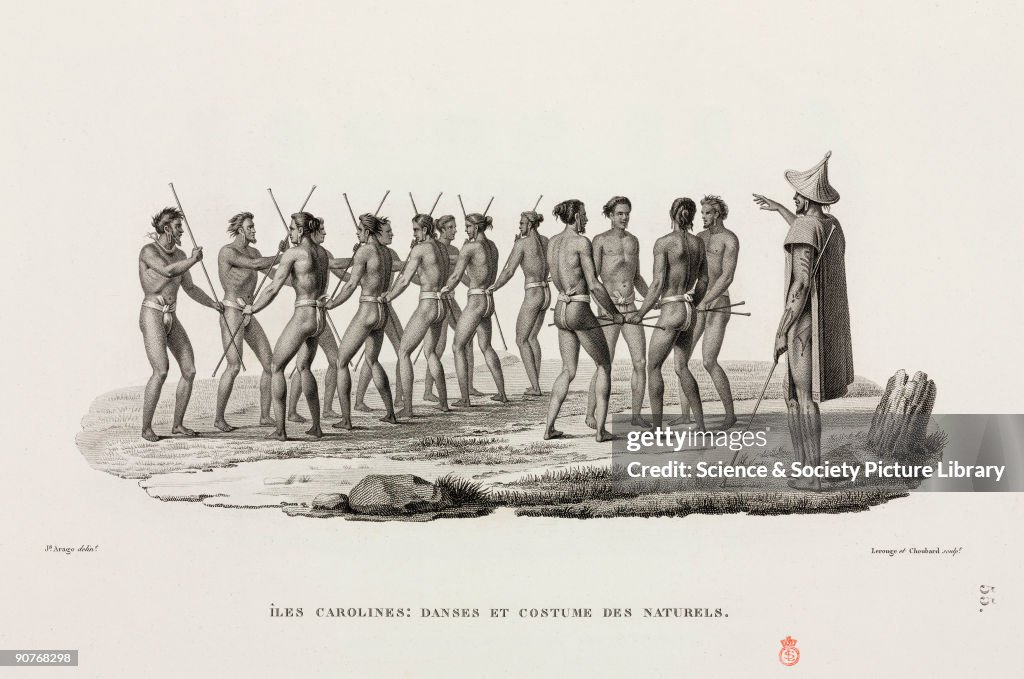 Male dancers, Caroline Islands, 1817-1820.