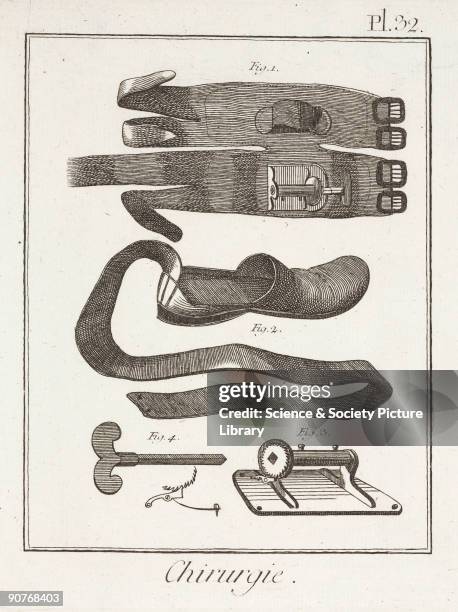 Plate 32 entitled �Chirurgie� , from the 1780 quarto edition of 'La Grande Encyclopedie, ou Dictionnaire Raisonne des Sciences, des Arts et des...