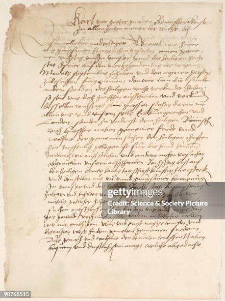 Handwritten page of text describing the appearance of the bright comet that appeared in the heaven in 1531. Detached from a 16th century commonplace...