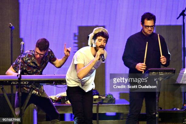 Singers Ryan Met and Jack Met of the band AJR perform onstage during the iHeartRadio ALTer EGO concert at The Forum on January 19, 2018 in Inglewood,...