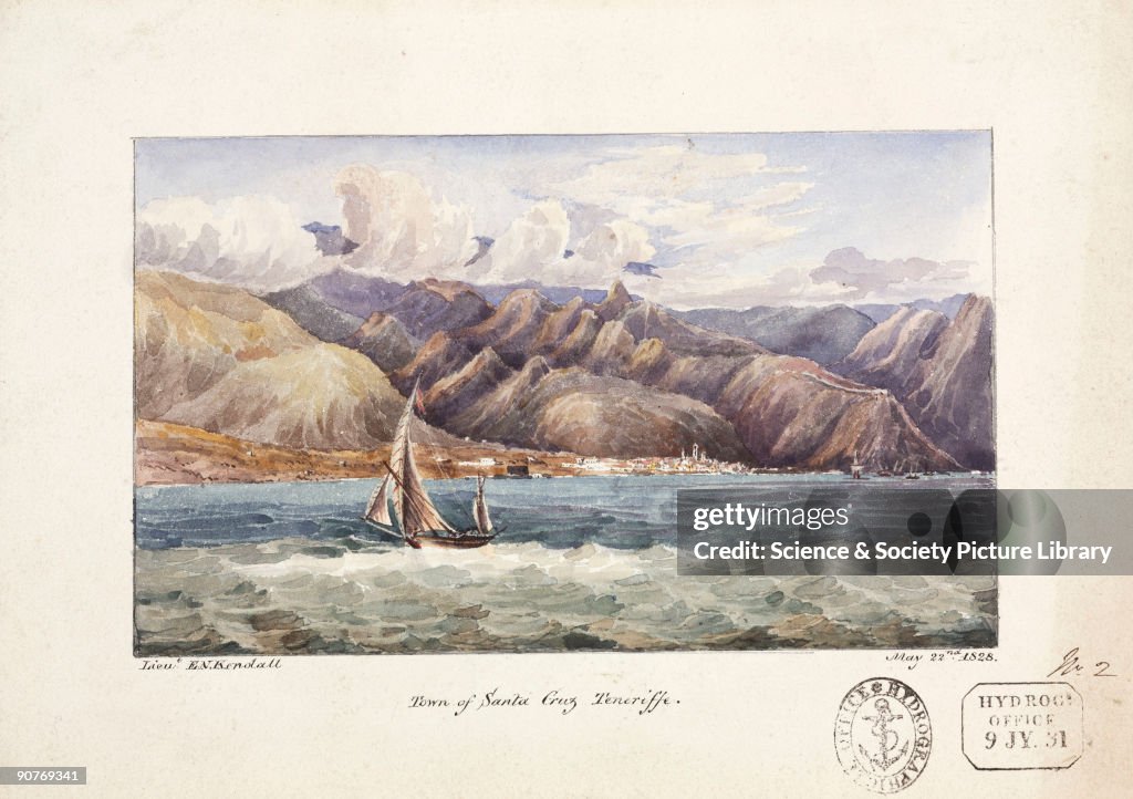 Town of Santa Cruz, view from the water, Tenerife, May 22, 1828.