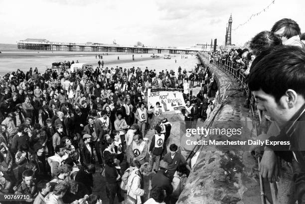 Youth march by the Campaign for Nuclear Disarmament, protesting against Trident nuclear warheads.