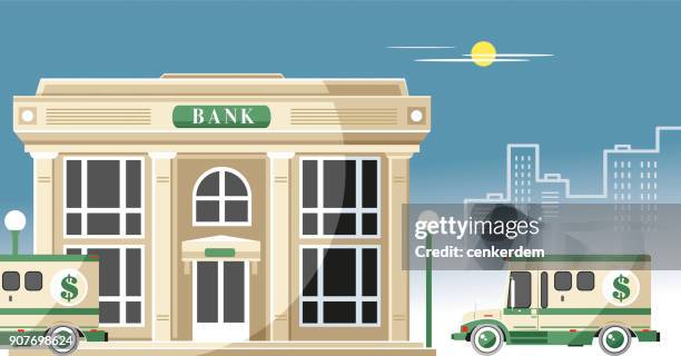 bank and armored cars - credit union stock illustrations