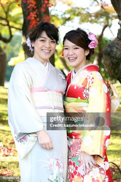 mother and daughter - seijin no hi stock pictures, royalty-free photos & images