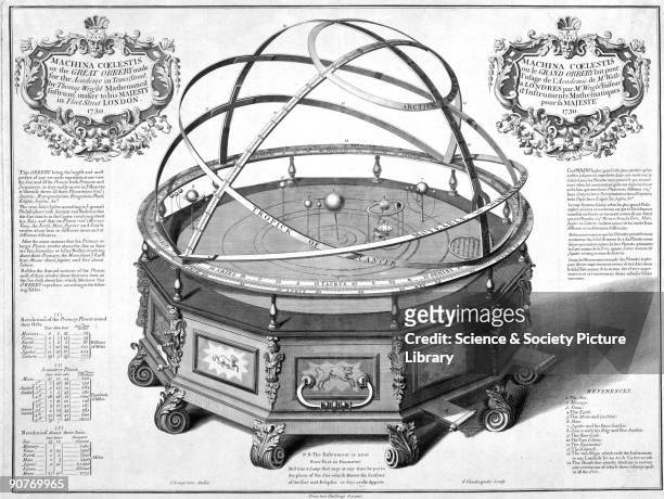 Engraved by T. Vandergucht after C. Lempriere. According to Dr Johnson, an orrery is 'an instrument which by many complicated movements represents...