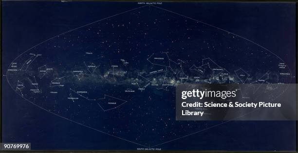 Celestial map made under the supervision Knut Lunkmark of the Lund Observatory, Sweden during the 1930s. It shows the stars plotted with respect to...