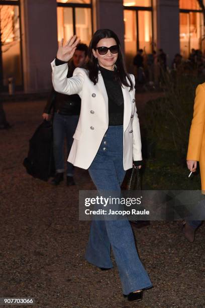 Juliette Binoche leaves the Balmain Homme Menswear Fall/Winter 2018-2019 show as part of Paris Fashion Week on January 20, 2018 in Paris, France.