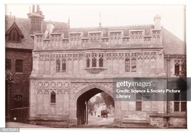 Photographic view of the Priory Gatehouse in Great Malvern, Worcestershire, published by Francis Bedford & Co. The Priory is a mixture of Norman and...