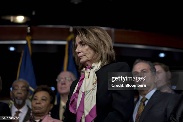 House Minority Leader Nancy Pelosi, a Democrat from California, listens during a news conference on Capitol Hill in Washington, D.C., U.S., on...