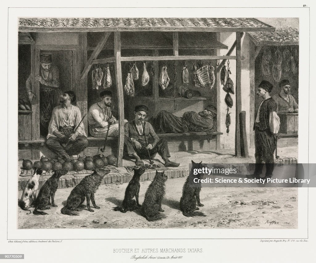 Butcher and other Tatar merchants, Baghtcheh-Sarai, Crimea, 1837.