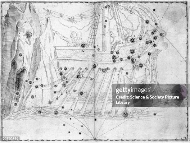 Illustration taken from 'Uranometria' by Johann Bayer. German astronomer and lawyer Bayer invented the system for naming stars using letters from the...