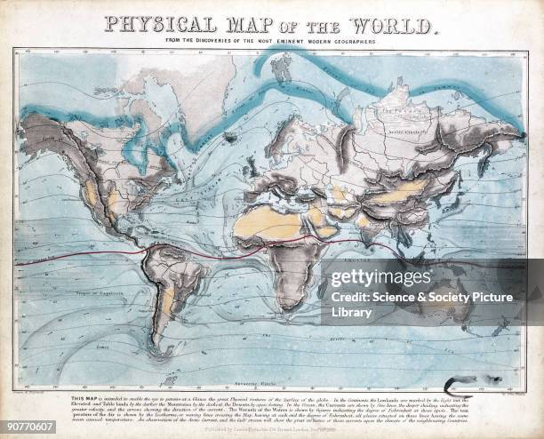 One of a set of teaching cards published by James Reynolds & Sons, London, England in 1849. Titled 'Physical Map of the World', the chart was drawn...