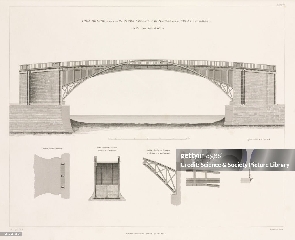 Iron bridge over the River Severn, Buildwas, Shropshire, 1838.