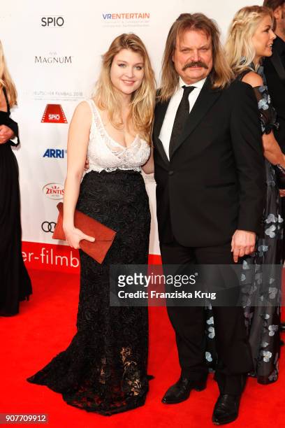 Leslie Mandoki and his daughter Lara Mandoki attend the German Film Ball 2018 at Hotel Bayerischer Hof on January 20, 2018 in Munich, Germany.