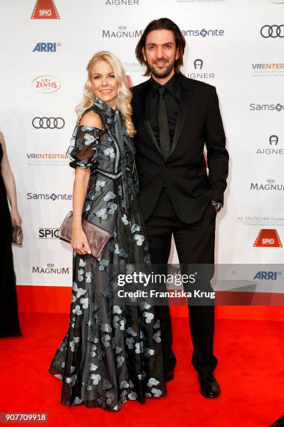 Max Wiedemann and Tina Kaiser attend the German Film Ball 2018 at Hotel Bayerischer Hof on January 20, 2018 in Munich, Germany.