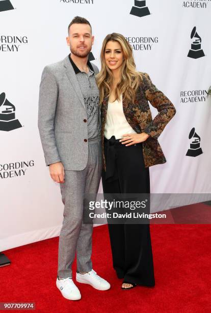 Scott Ligertwood and singer Brooke Ligertwood attend the GRAMMY nominee reception honoring 60th Annual GRAMMY Awards nominees at Fig & Olive on...