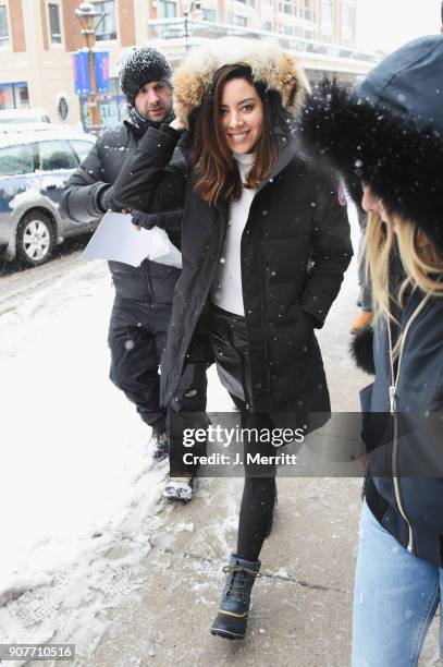 Actress Aubrey Plaza is seen in SOREL Style Around Park City - Day 2 on January 20, 2018 in Park City, Utah.
