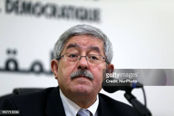 Ahmed Ouyahia Party Leader and Prime Minister Leads a Press Conference Saturday, January 20, 2018 in Algiers, Algeria, which will take place after...