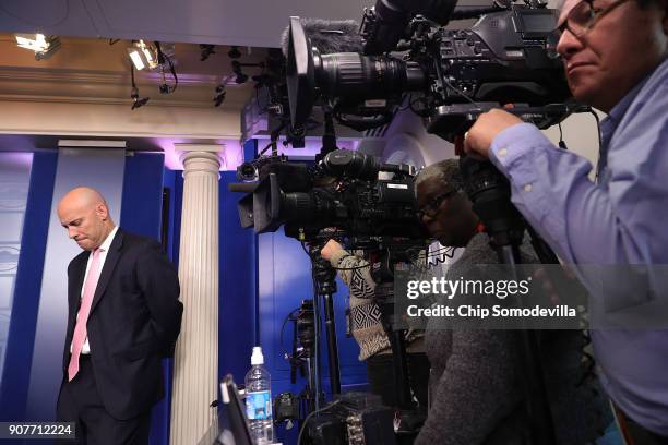 White House Legislative Affairs Director Marc Short holds a news conference about the ongoing partial shutdown of the federal government at the White...