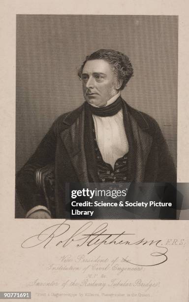 Engraving, dated 1 February 1851, from a daguerrotype by William Edward Kilburn. Robert Stephenson , was an engineer and the son of George Stephenson...