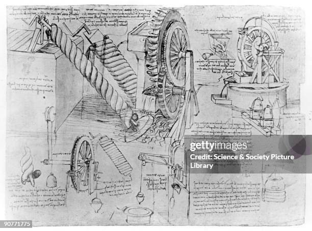 Sketch taken from a notebook by Leonardo Da Vinci . Da Vinci was the most outstanding Italian painter, sculptor, architect and engineer of the...