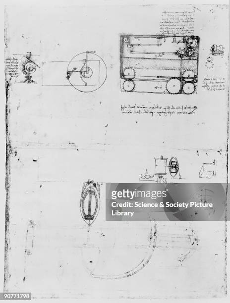 Sketch taken from a notebook by Leonardo Da Vinci . Da Vinci was the most outstanding Italian painter, sculptor, architect and engineer of the...