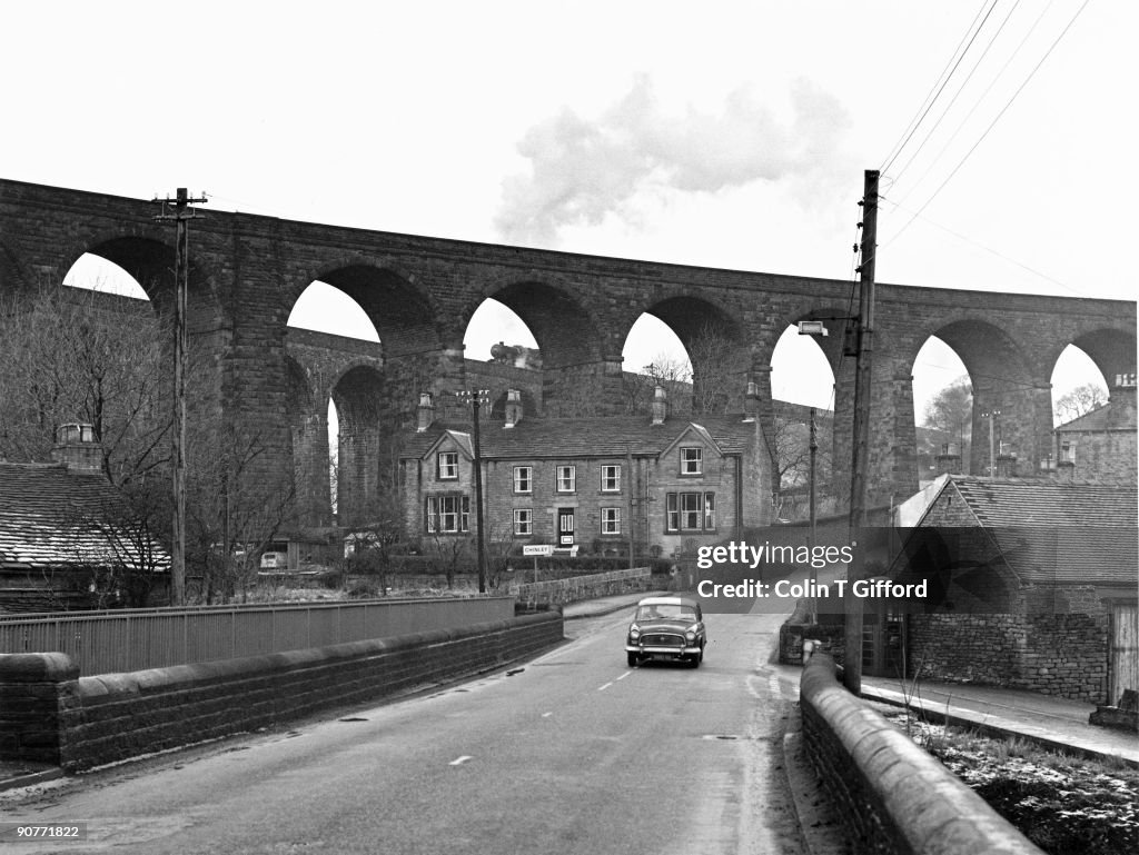 Railway viaduct, Chinley, Derbyshire, December 1967.