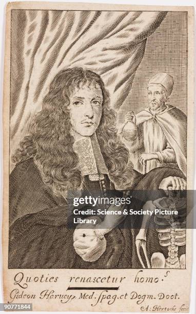 Engraving by A Hertochs for �Great Venus Unmasked�, 1672. Harvey was physician to Charles II , and in 1683, as a senior member of the Royal College...