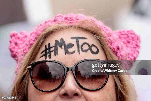 Diana Schmitt participates in the Women's March for Truth on January 20, 2018 in St Louis, Missouri, United States. One year after women and their...